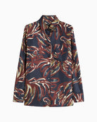 Front view of pure silk twill shirt with mother-of-pearl buttons and breast pocket