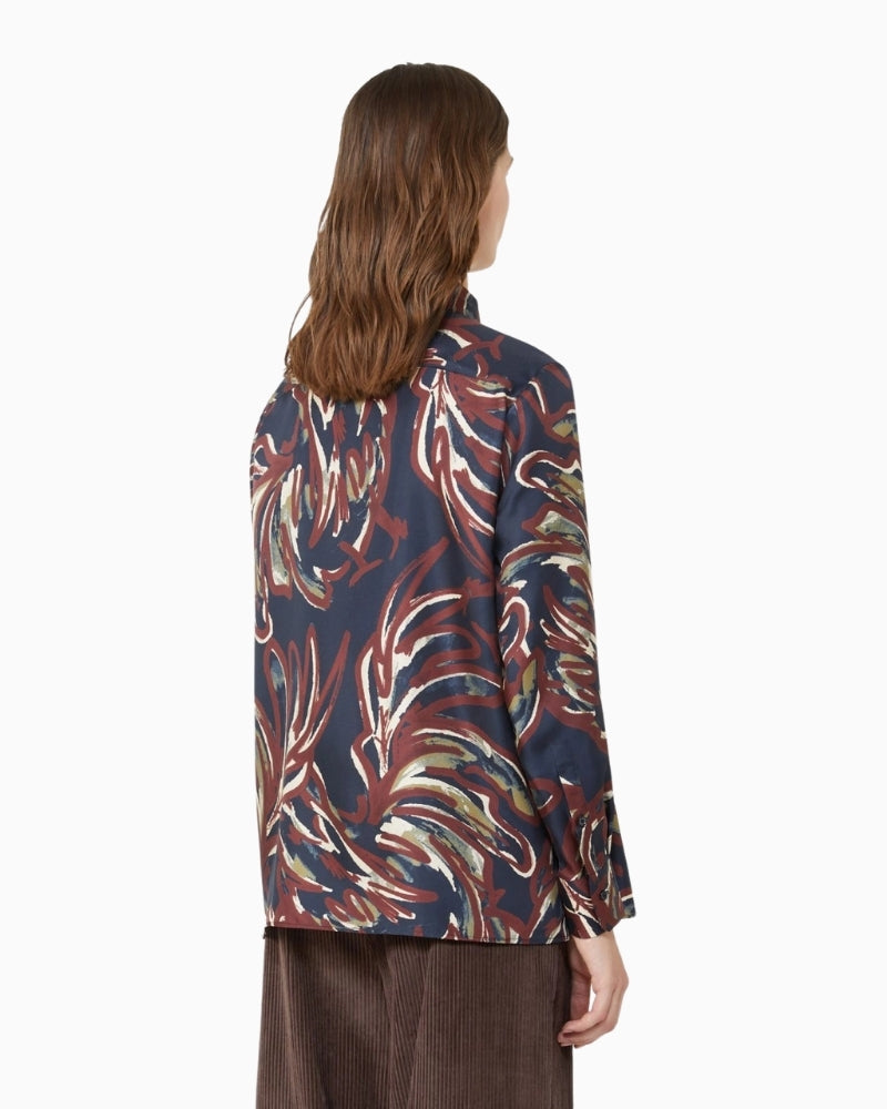 Back view of Weekend Max Mara silk shirt with yoke and side slits