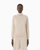 Weekend Max Mara Scrivia jumper in beige wool and cashmere with ribbed motif
