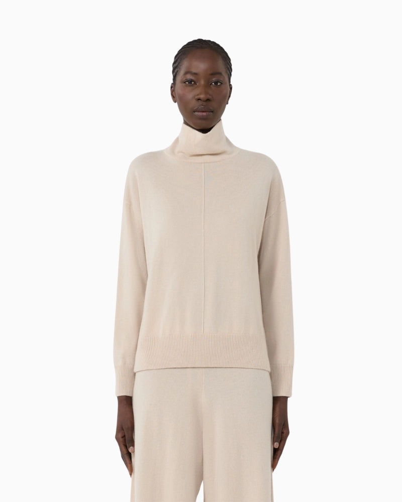 Weekend Max Mara Scrivia jumper in beige wool and cashmere with ribbed motif