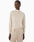 Close-up of ribbed trim and neckline detail on Scrivia wool-cashmere knit