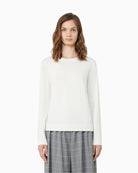 Weekend Max Mara ecru silk wool jumper with crew neck and long sleeves