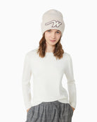 Close-up of fine knit texture on Max Mara Sicilia crew neck jumper