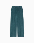 Front view of Weekend Max Mara Tania cotton velvet wide-leg trousers in olive green