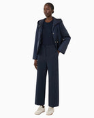 Weekend Max Mara Abano trousers navy front view woman wearing – Áines Boutique