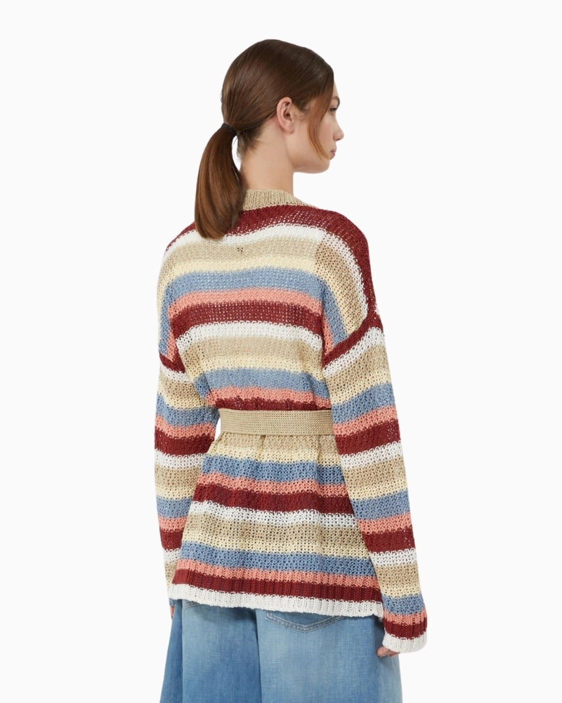 Weekend Max Mara Bonito linen cardigan cherry back view – Áines Boutique