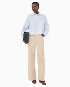 Weekend Max Mara Deden shirt light blue front view woman wearing – Áines Boutique