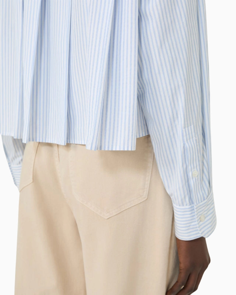 Weekend Max Mara Deden shirt light blue close-up cotton poplin fabric – Áines Boutique