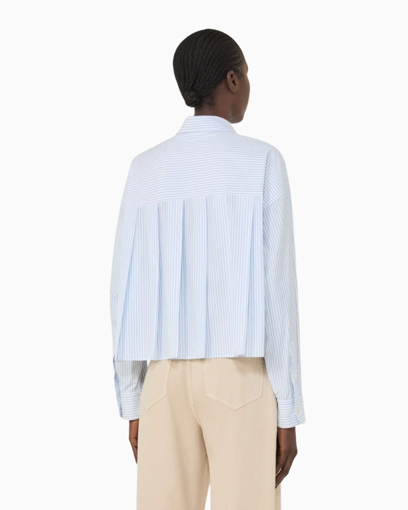 Weekend Max Mara Deden shirt light blue back view pleat detail – Áines Boutique
