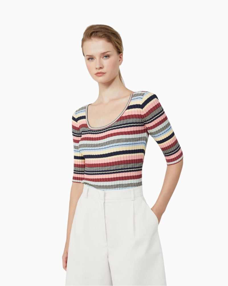Weekend Max Mara Guglia ribbed jumper multicolour front view – Áines Boutique