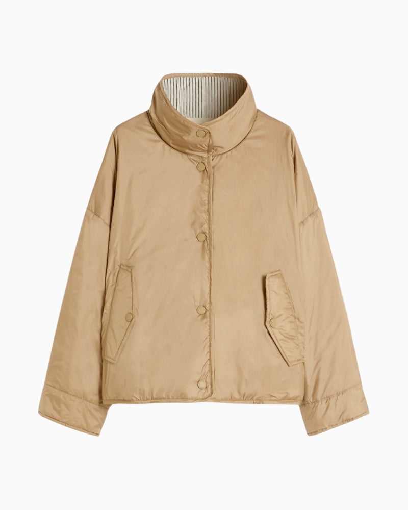 Weekend Max Mara Smalto reversible jacket hazelnut product view on white background – Áines Boutique