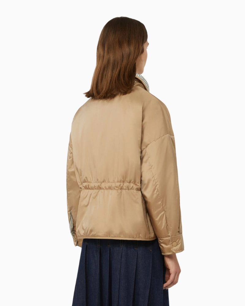 Weekend Max Mara Smalto reversible jacket hazelnut back view woman wearing – Áines Boutique