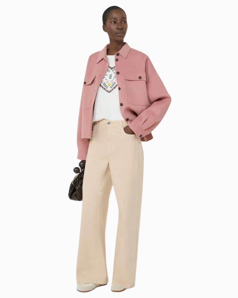 Weekend Max Mara Zerbino jacket antique rose front view woman wearing – Áines Boutique