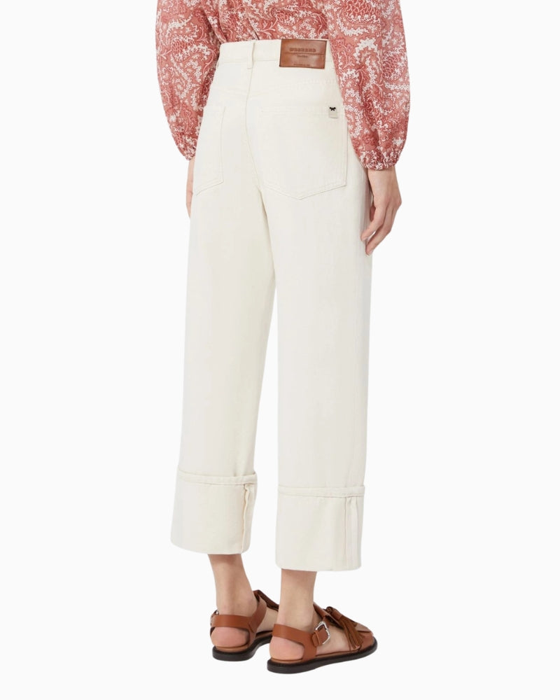 Weekend cotton trousers, back view with patch pockets – Áines Boutique