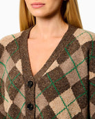 Weekend Max Mara Abile Wool Cardigan in Brown close-up view