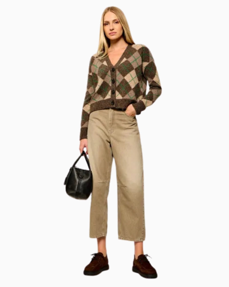 Weekend Max Mara Abile Wool Cardigan in Brown styled view