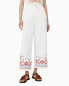 Weekend Max Mara Adunco cotton cropped trousers white front view – Áines Boutique