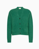 Weekend Max Mara Alpaca and Cotton Yarn Cardigan in Green rib-knit detail