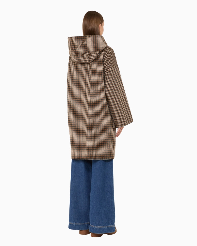 Weekend Max Mara Balta Double Wool Coat in Black/Brown back view
