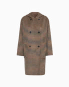 Weekend Max Mara Balta Double Wool Coat in Black/Brown button fastening detail