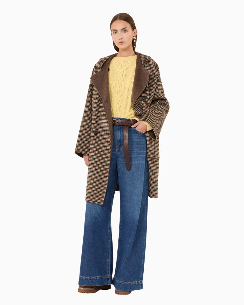 Weekend Max Mara Balta Double Wool Coat in Black/Brown styled view