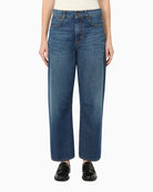 Weekend Max Mara Barrel-Leg Denim Jeans in Dark Denim front view