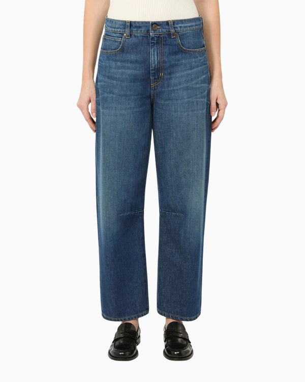 Weekend Max Mara Barrel-Leg Denim Jeans in Dark Denim