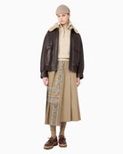 Weekend Max Mara Calata Nappa Leather Aviator Jacket in Dark Brown styled view