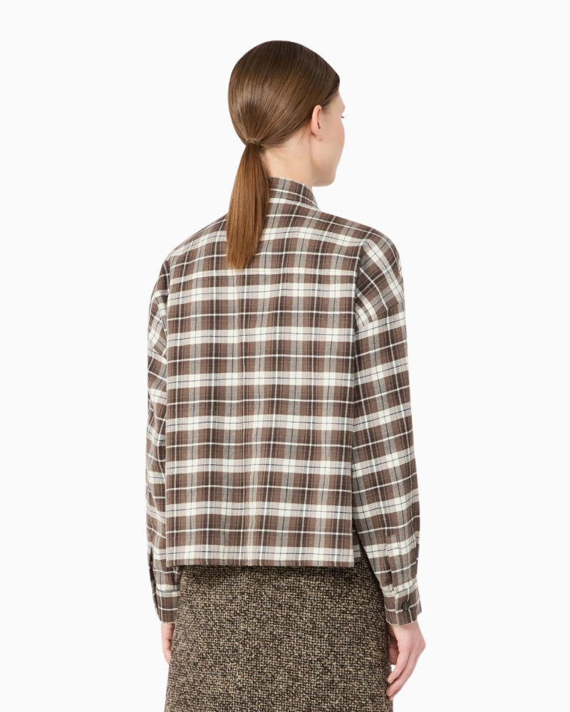 Weekend Max Mara Checked Flannel Shirt in Brown back view