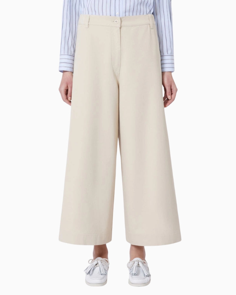 Weekend Max Mara cropped cotton trousers sand, waistband detail – Áines Boutique
