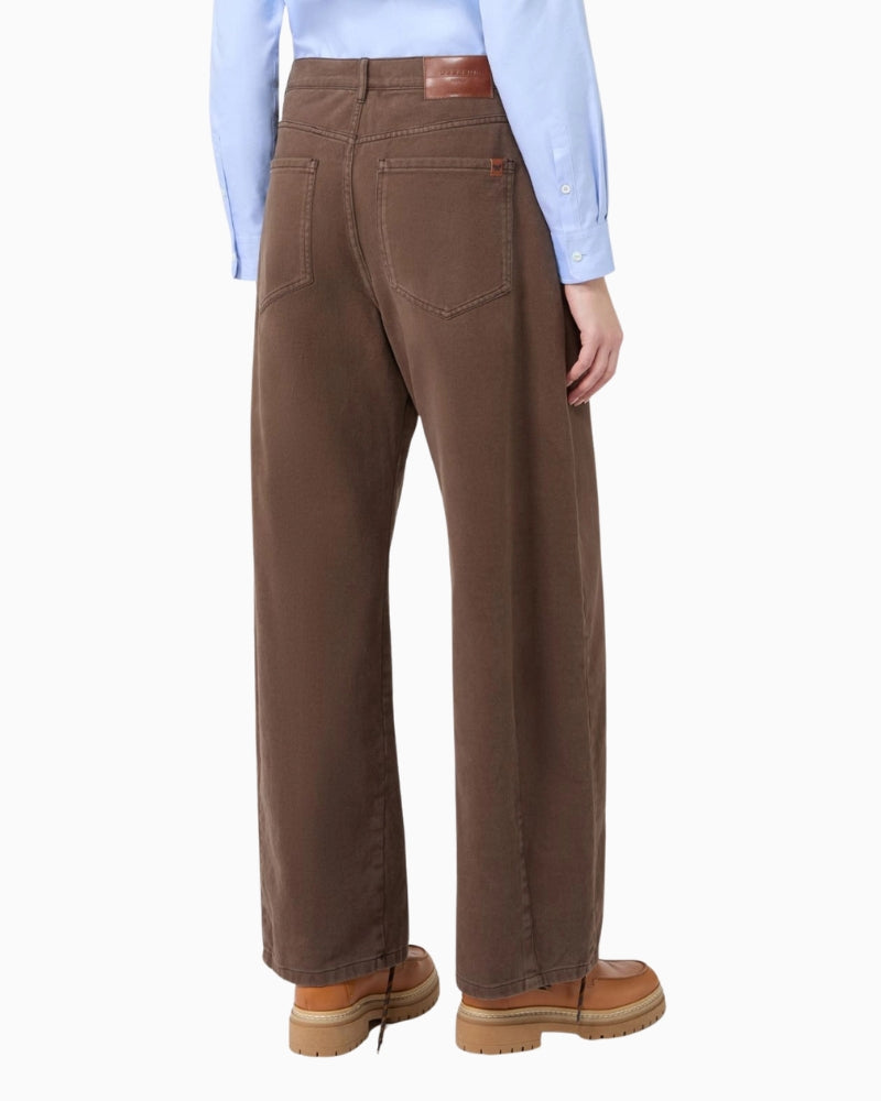 Weekend Max Mara Cotton Drill Trousers in Brown back view