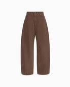 Weekend Max Mara Cotton Drill Trousers in Brown barrel-leg detail