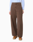 Weekend Max Mara Cotton Drill Trousers in Brown front view