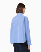 Weekend Max Mara Cotton Poplin Shirt in Blue Stripe back view