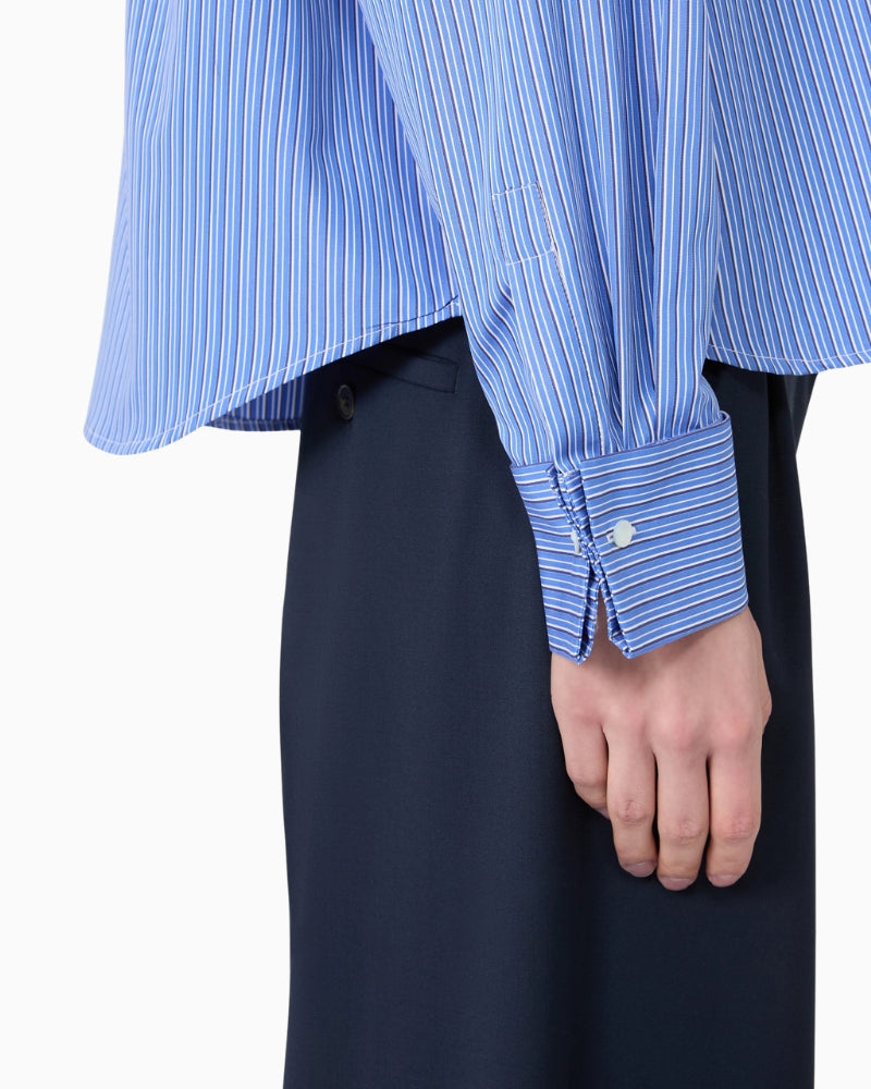 Weekend Max Mara Cotton Poplin Shirt in Blue Stripe cuff detail