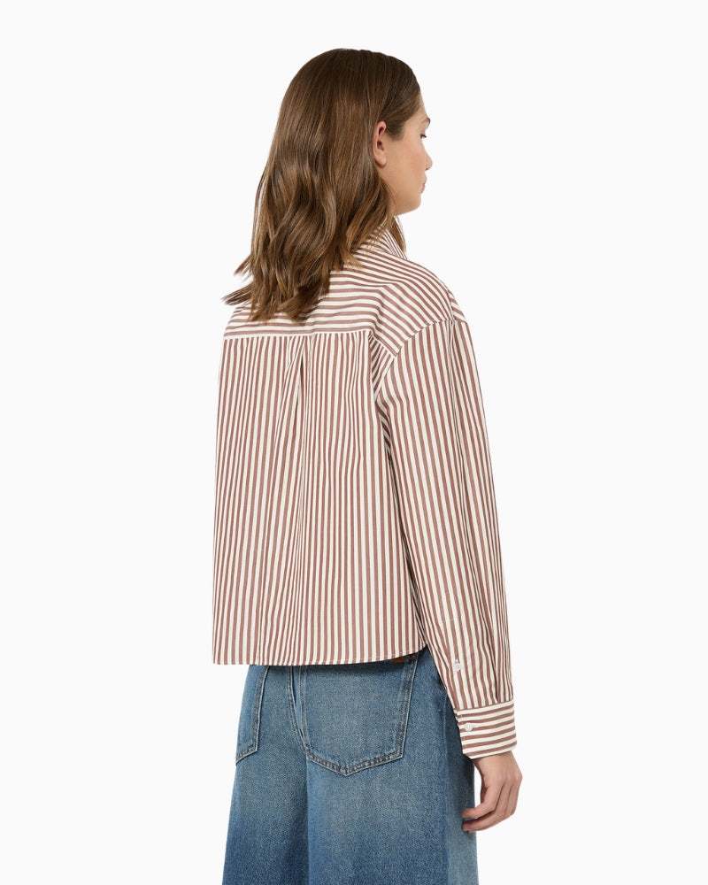 Weekend Max Mara Cotton Poplin Shirt in Light Brown back view