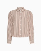 Weekend Max Mara Cotton Poplin Shirt in Light Brown chest pocket detail