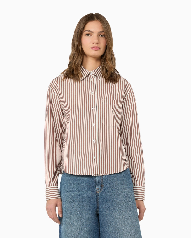Weekend Max Mara Cotton Poplin Shirt in Light Brown front view
