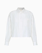 Weekend Max Mara Cotton Shirt with Contrasting Back in Cream fabric detail