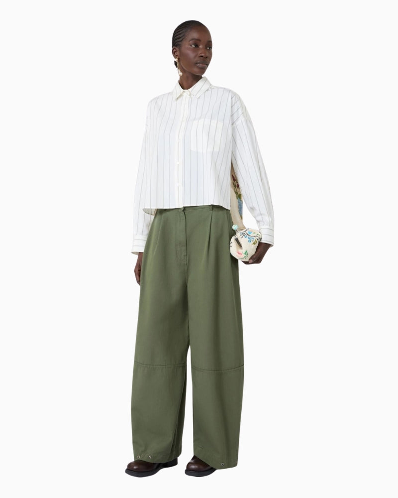 Weekend Max Mara Cotton Shirt with Contrasting Back in Cream styled view
