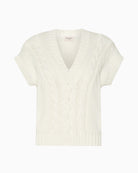 Weekend Max Mara Cotton Yarn Gilet in Ecru cable-knit detail