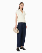Weekend Max Mara Cotton Yarn Gilet in Ecru side view