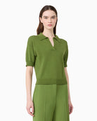 Weekend Max Mara Cotton Yarn Sweater in Green front view