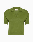 Weekend Max Mara Cotton Yarn Sweater in Green ribbed trim detail