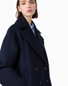 Weekend Max Mara Double-Breasted Pea Coat in Navy collar detail