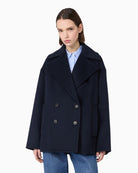 Weekend Max Mara Double-Breasted Pea Coat in Navy front view