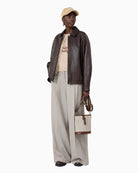 Weekend Max Mara Embroidered Cotton Yarn Sweater in Beige crew neckline detail