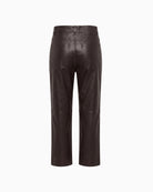 Weekend Max Mara Faux Leather Trousers in dark brown back view
