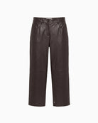 Weekend Max Mara Faux Leather Trousers in dark brown front view