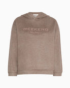Weekend Max Mara Hooded Sweatshirt in brown embossed logo detail
